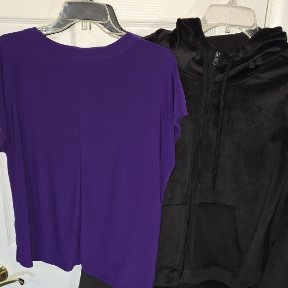 Soft Black Women's Hooded Jacket With Elegant Purple Shirt Included. - Picture 7 of 7
